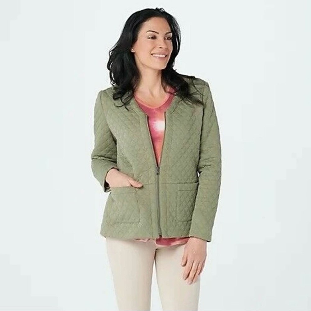 Women’s LOGO by Lori Goldstein Quilted Zip Front Jacket Size XL